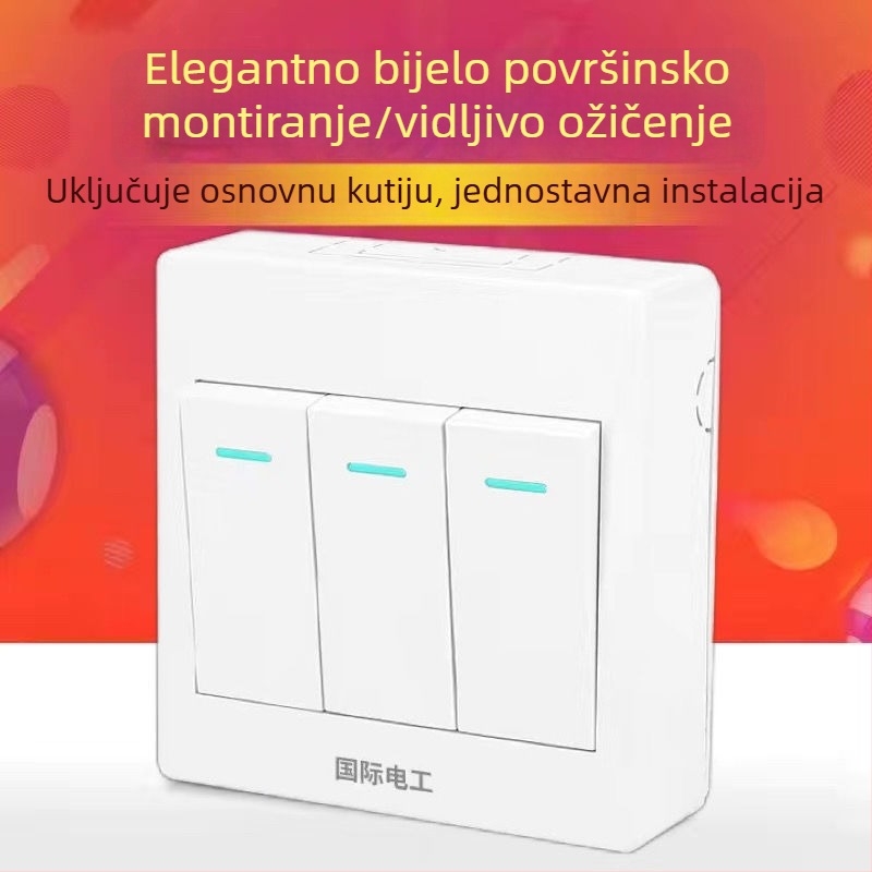 Ultra-tanki panel površinskog montaža s prekidačem i utičnicom, kutijom za kabel, za kućno zidno osvjetljenje