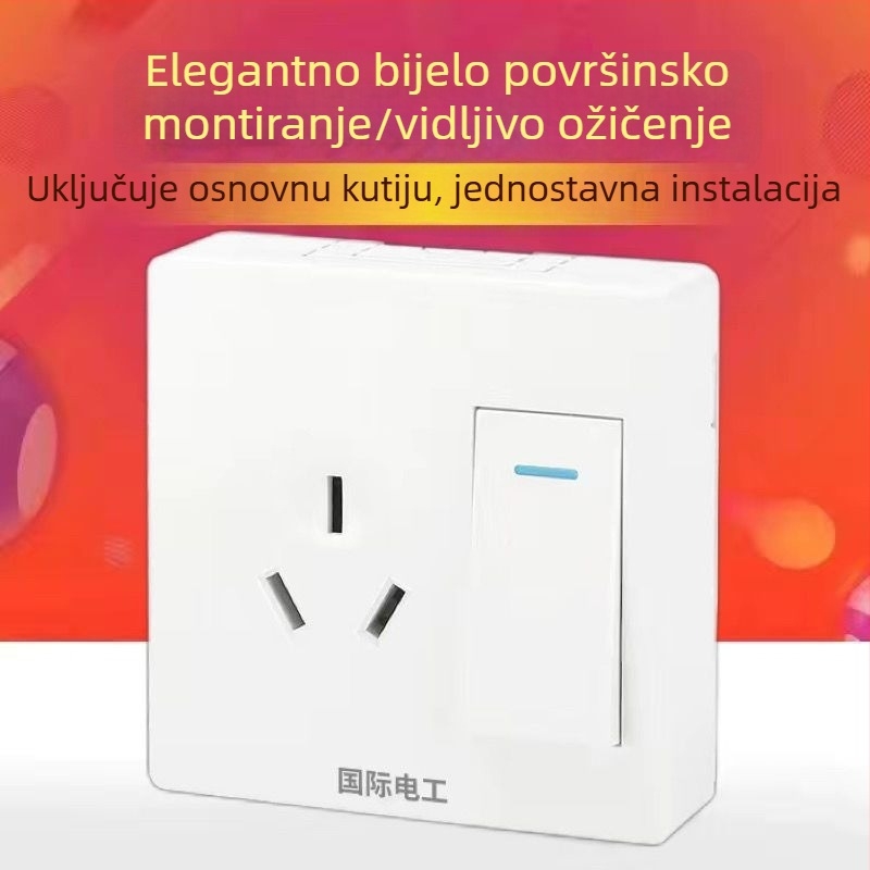 Ultra-tanki panel površinskog montaža s prekidačem i utičnicom, kutijom za kabel, za kućno zidno osvjetljenje