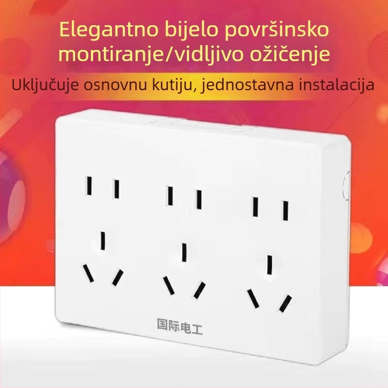 Ultra-tanki panel površinskog montaža s prekidačem i utičnicom, kutijom za kabel, za kućno zidno osvjetljenje