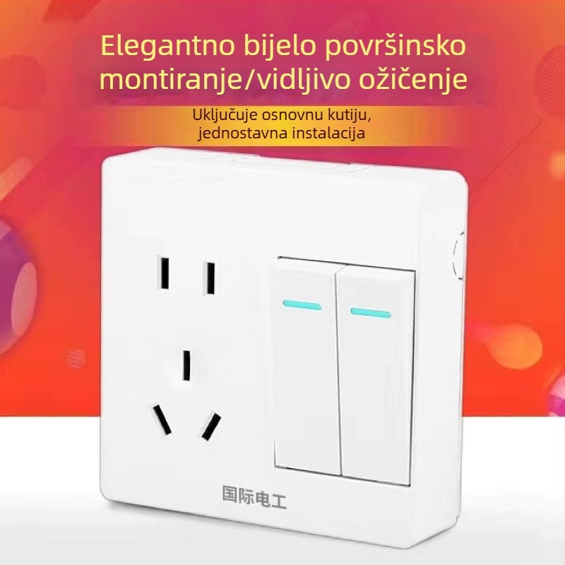 Ultra-tanki panel površinskog montaža s prekidačem i utičnicom, kutijom za kabel, za kućno zidno osvjetljenje