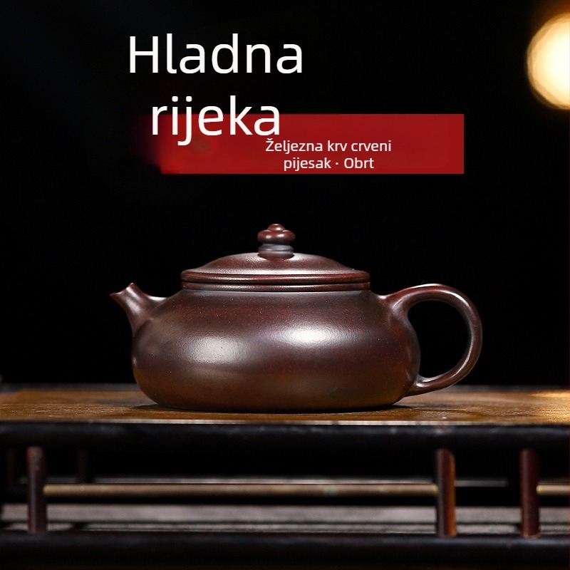 Yixing Zisha čajnik od originalne rude, boja željezno-crvenog pijeska, ručno izrađen poznatim majstorom