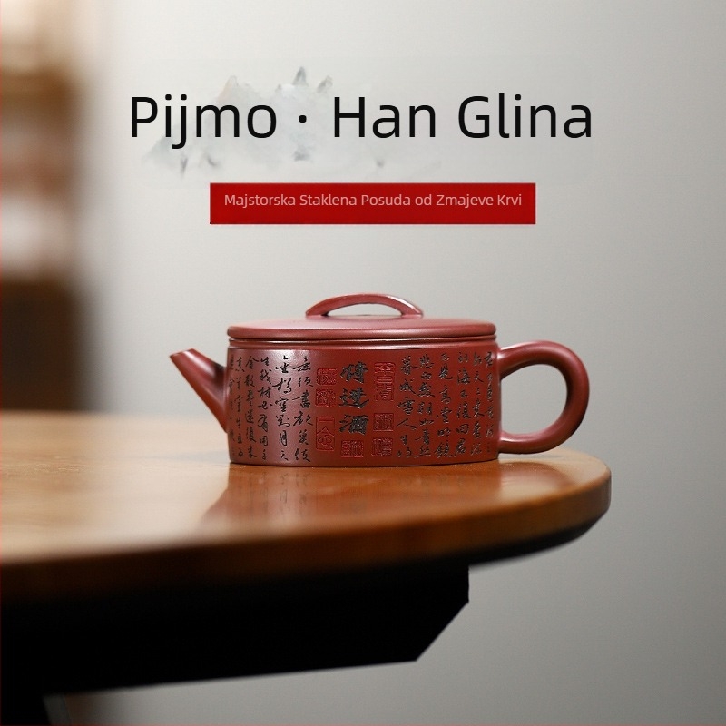 Yixing čajnik od Dragon-Blood pijeska, ručna izrada, purpurna glina, širok otvor, za kućnu pripremu čaja