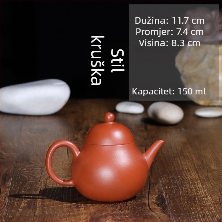 Ručno izrađena čajna posuda od crvene gline za kućnu pripremu čaja, stil MuGu Kung Fu, mali čajnik s oblikom kruške: kratka kruška, plosnata kruška i čajnik u obliku pomela.