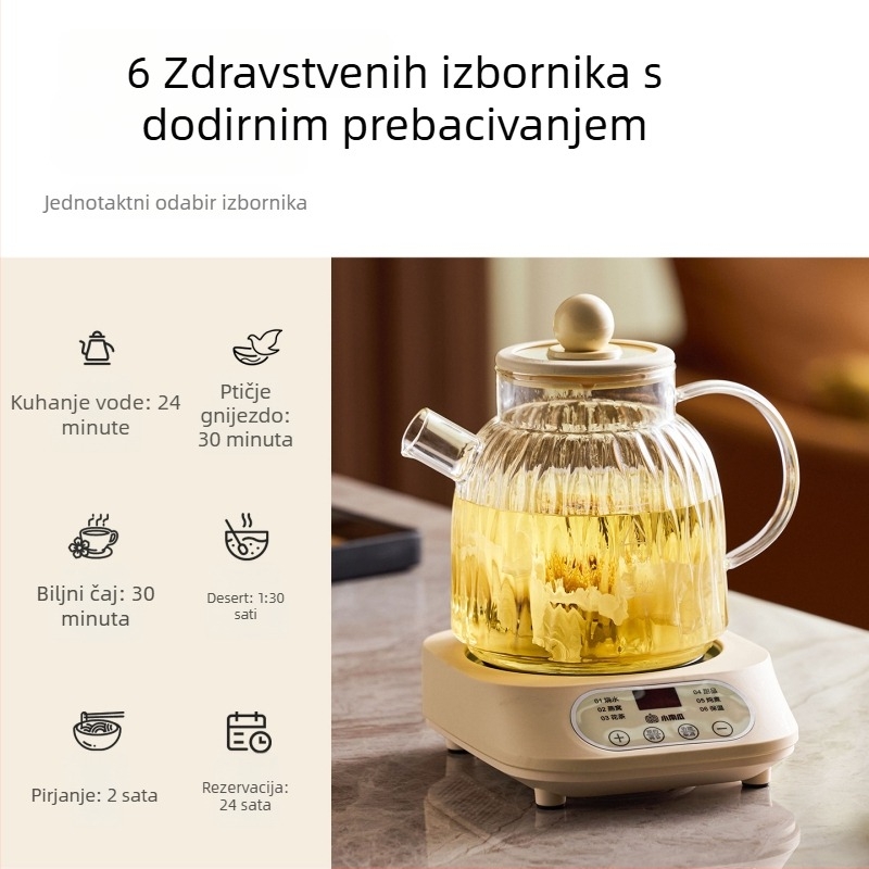 Small Pumpkin zdravstveni čajnik – kompaktični automatski stakleni čajnik s izolacijom, višenamjenski, za kućnu upotrebu