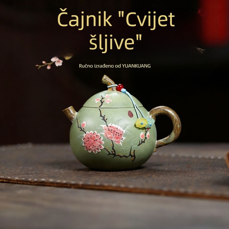 Yixing ljubičasti čajnik od gline, polu ručna izrada, otmjen set čaja
