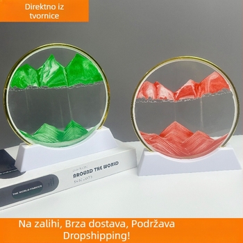 3D slika s tekućim pijeskom i zlatnim rubom — elegantni dekorativni dodatak za dnevni boravak i radni stol