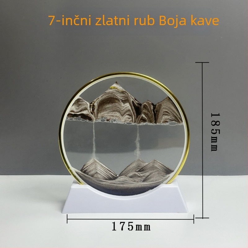 3D slika s tekućim pijeskom i zlatnim rubom — elegantni dekorativni dodatak za dnevni boravak i radni stol