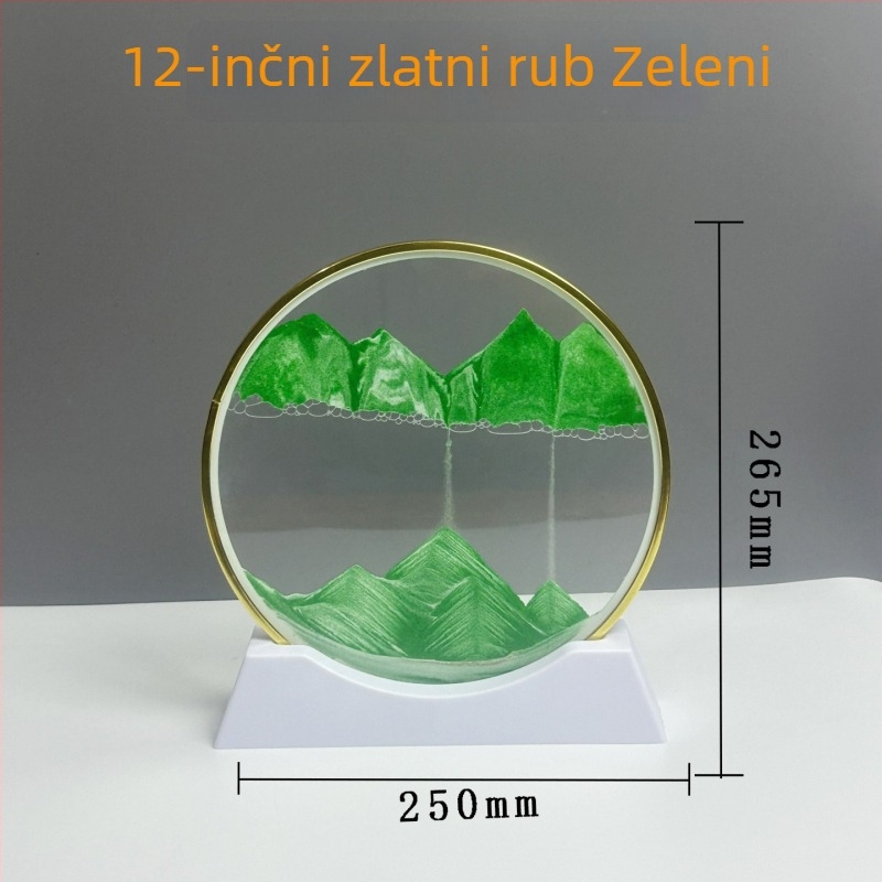 3D slika s tekućim pijeskom i zlatnim rubom — elegantni dekorativni dodatak za dnevni boravak i radni stol