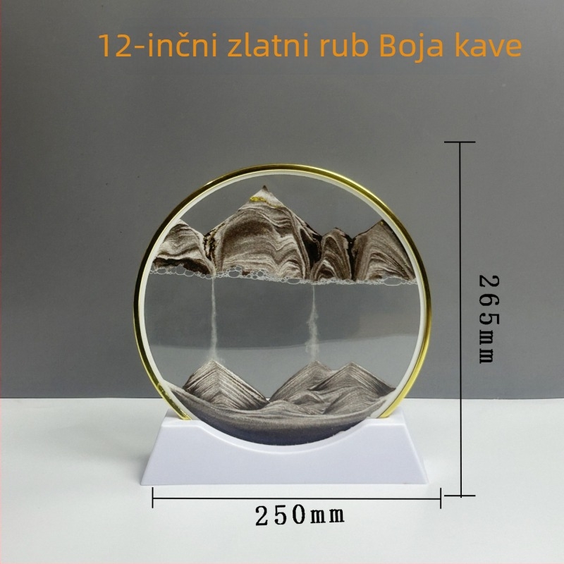 3D slika s tekućim pijeskom i zlatnim rubom — elegantni dekorativni dodatak za dnevni boravak i radni stol