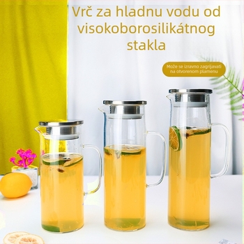 Staklena čajna kanvica u japanskom stilu s bambusnim poklopom, veliki kapacitet, ravno tijelo, prozirno