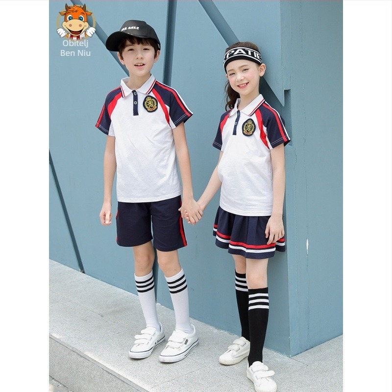 Letni set školske uniforme za učenike osnovne škole, unisex, gornji dio i hlače, 95% pamuk, mekan materijal