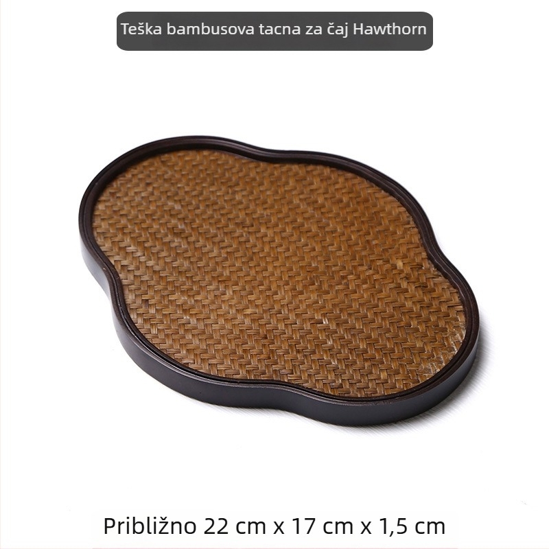Ručni bambusni tanjur za čaj s pletenom površinom, kompaktni stol za čaj i držač za posudu, podložak za šalice
