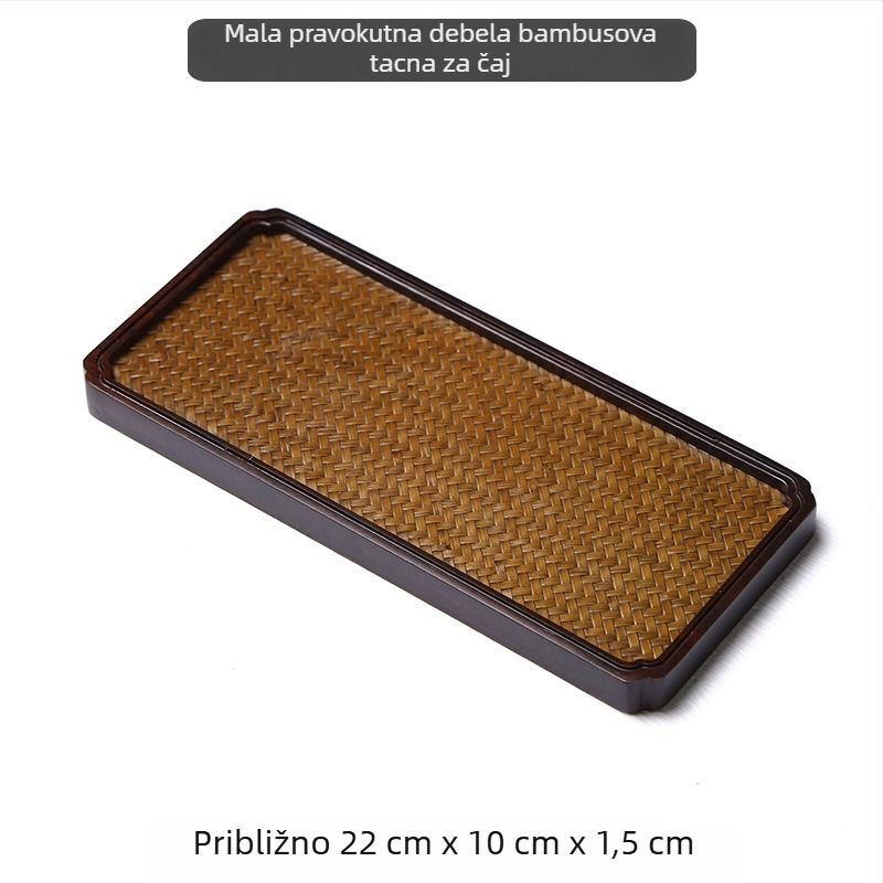 Ručni bambusni tanjur za čaj s pletenom površinom, kompaktni stol za čaj i držač za posudu, podložak za šalice
