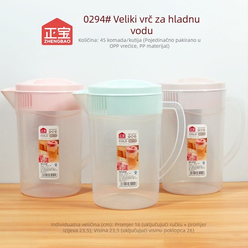 3,5 L debeli PP plastični posuda za hladnu vodu s mjernim pokazateljima – pogodna za napitke i mliječni čaj