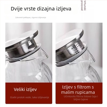 Vrč za hladnu vodu od borosilikatnog stakla s uzorkom kore drveta, velika kapaciteta za kućnu upotrebu, staklena posuda za voćni čaj s elegantnim dizajnom