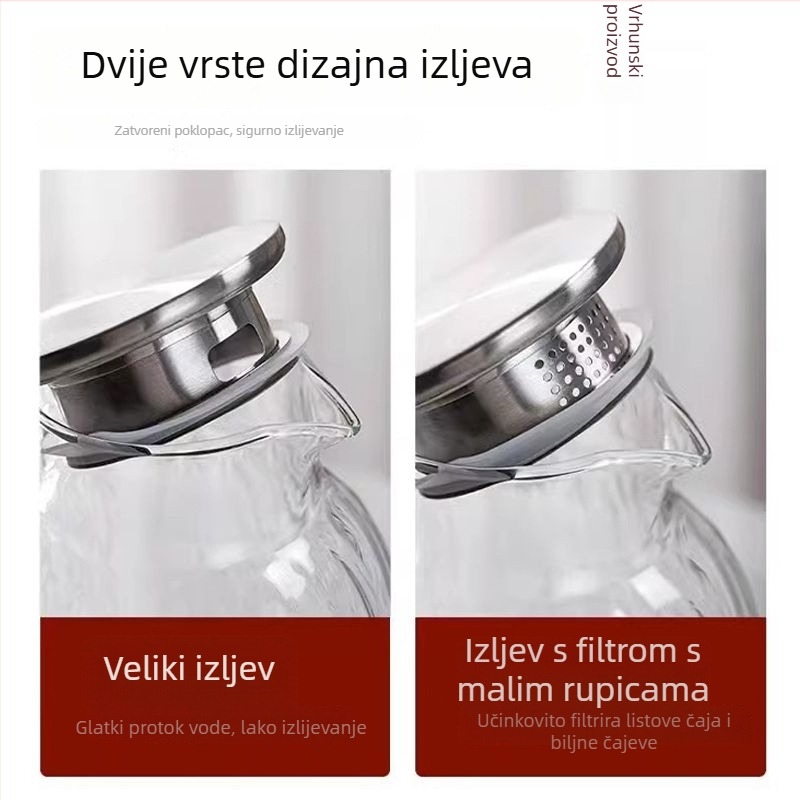 Vrč za hladnu vodu od borosilikatnog stakla s uzorkom kore drveta, velika kapaciteta za kućnu upotrebu, staklena posuda za voćni čaj s elegantnim dizajnom