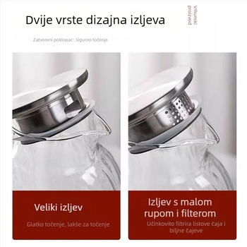 Staklena posuda za vodu s uzorkom drveta, otporna na visoke temperature, veliki kapacitet, kućna upotreba, set za pripremu čaja