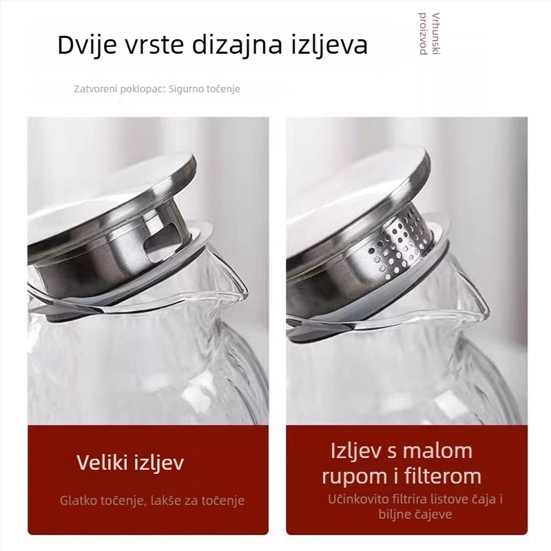 Staklena posuda za vodu s uzorkom drveta, otporna na visoke temperature, veliki kapacitet, kućna upotreba, set za pripremu čaja