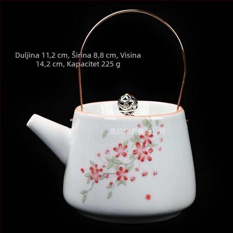 Ručno izrađeni porculanski čajnik Shadow Blue s drškom i Yin-Yang infuzorom, Shuya Xishi, moderni minimalistički stil