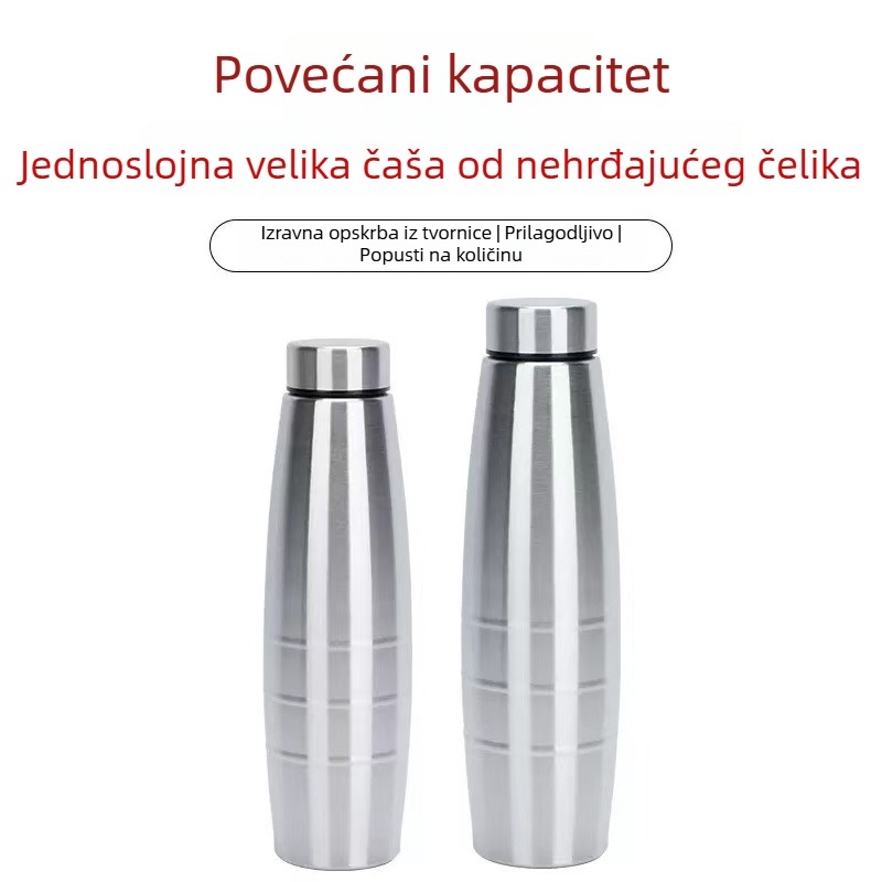 Jednoslojna boca od nehrđajućeg čelika za sport, velik kapacitet za hladnu vodu