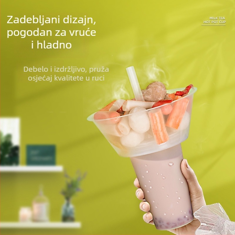 Jednokratna debela čaša za vrući lonac s držačem, za milk tea, prženu piletinu i voće