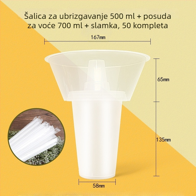 Jednokratna debela čaša za vrući lonac s držačem, za milk tea, prženu piletinu i voće