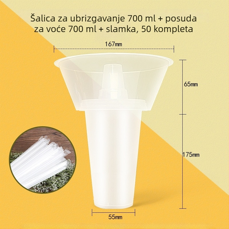 Jednokratna debela čaša za vrući lonac s držačem, za milk tea, prženu piletinu i voće