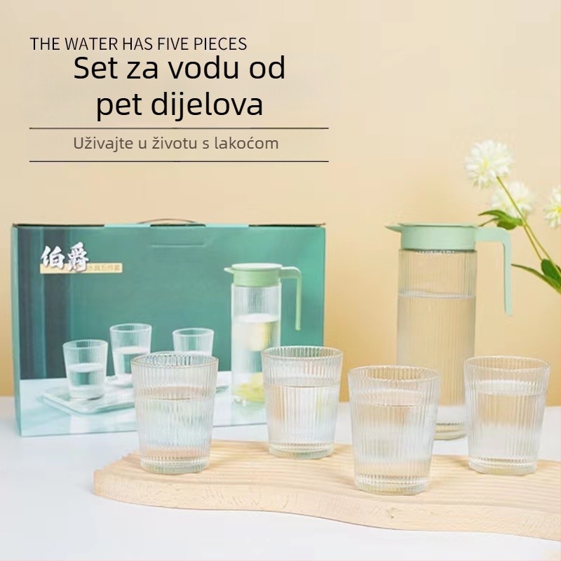 Petodijelni Earl set vodnih potrepština: termički otporna šalica za čaj, posuda za hladnu vodu i čaša za sok