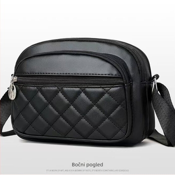 Ženska srednja kvadratna torba od PU kože s izvezenim šivama, preko ramena, crossbody, jesen-zimski stil