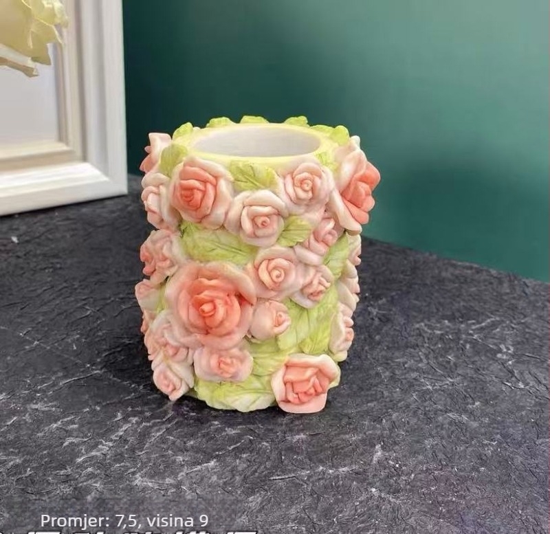 Nova DIY izrezbarena držač za olovku s cvjetnim motivom i aromaterapijska gipsska lutkica - bojanje, kreativna ukras