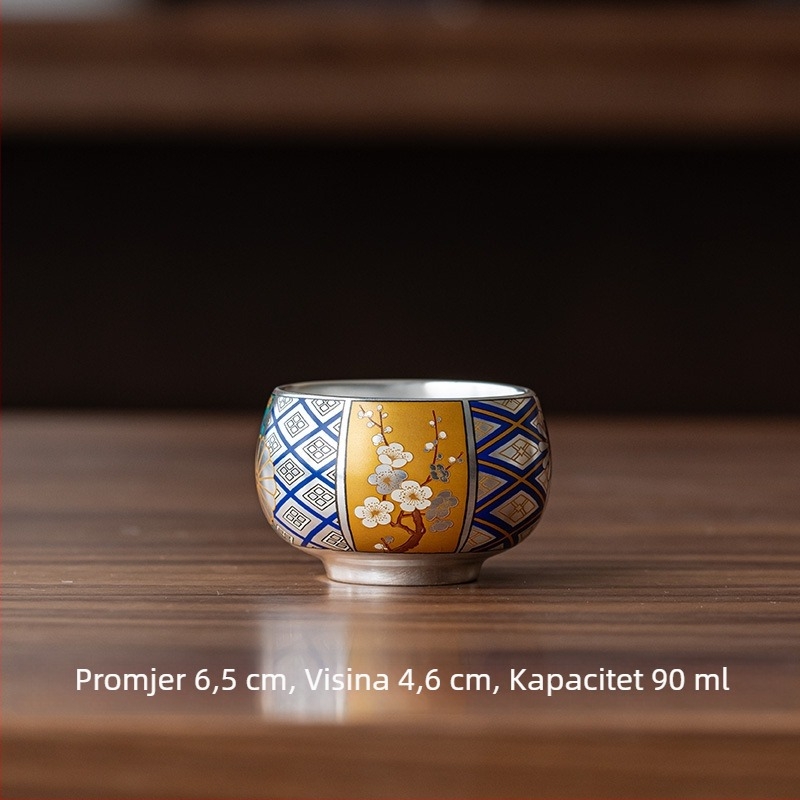 National Treasure Kiln čajna šalica s pozlaćenim srebrnim premazom, luksuzna keramička šalica za čaj, kutija za poklon, personalizirani logotip