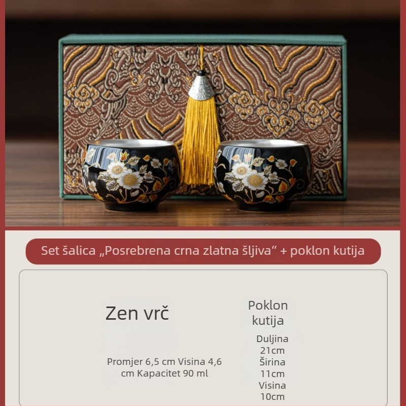 National Treasure Kiln čajna šalica s pozlaćenim srebrnim premazom, luksuzna keramička šalica za čaj, kutija za poklon, personalizirani logotip