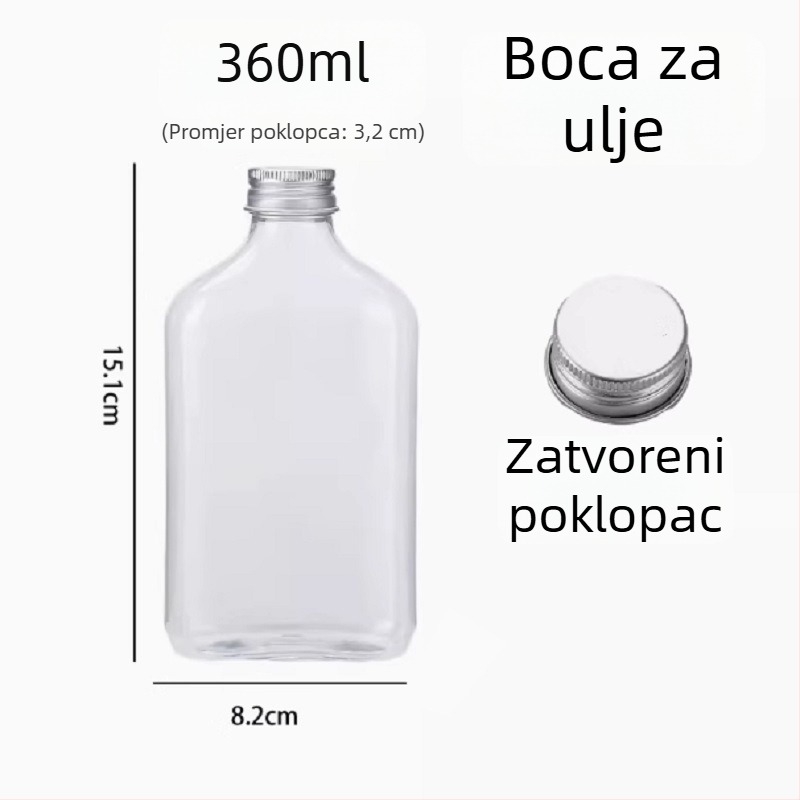 PET boca za mršavljenje, jednokratna s poklopcem, moderna kreativna boca za napitke, sok od povrća i mliječni čaj, 360 ml, plosnata boca