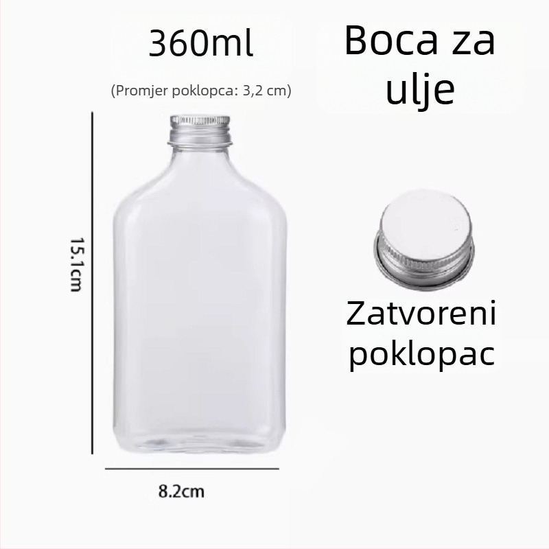 PET boca za mršavljenje, jednokratna s poklopcem, moderna kreativna boca za napitke, sok od povrća i mliječni čaj, 360 ml, plosnata boca