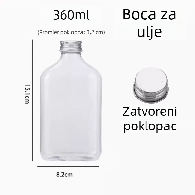 PET boca za mršavljenje, jednokratna s poklopcem, moderna kreativna boca za napitke, sok od povrća i mliječni čaj, 360 ml, plosnata boca