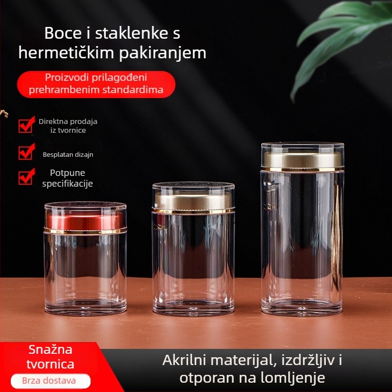 Prozirna akrilna boca za goji bobice, dvostruki poklopac, spremnik za pohranu dodataka prehrani