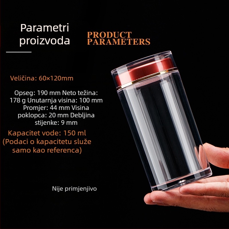 Prozirna akrilna boca za goji bobice, dvostruki poklopac, spremnik za pohranu dodataka prehrani