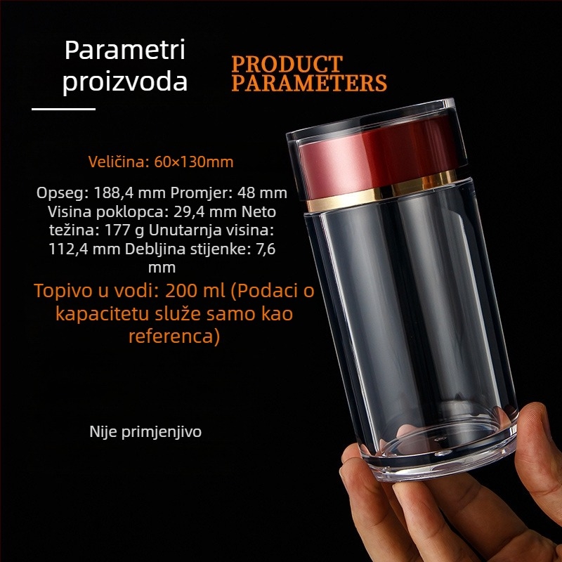Prozirna akrilna boca za goji bobice, dvostruki poklopac, spremnik za pohranu dodataka prehrani