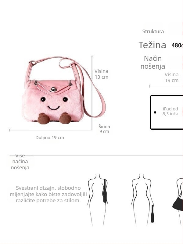 Geely Cat Jely pliš torbica za lutke, mini Lindy crossbody torba, torba tipa doktor