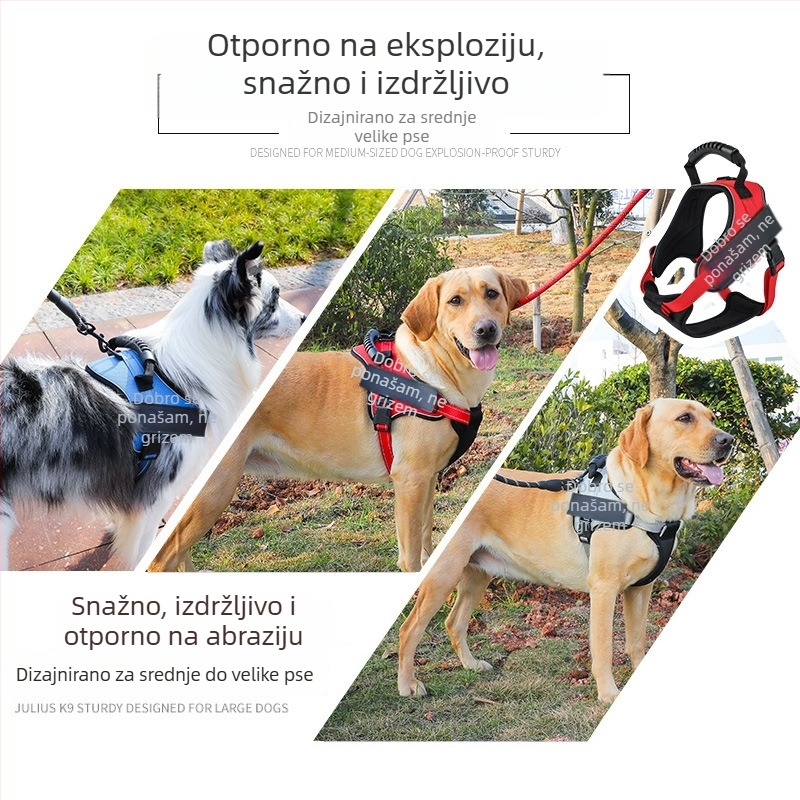 Ažurirani K9 prsni harn s vodilom za pse – udobne šetnje