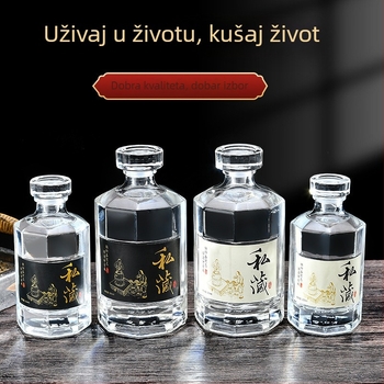 Deblja staklena boca za vino sa etiketama, prozirna prazna boca za kućnu proizvodnju vina u poklon kutiji