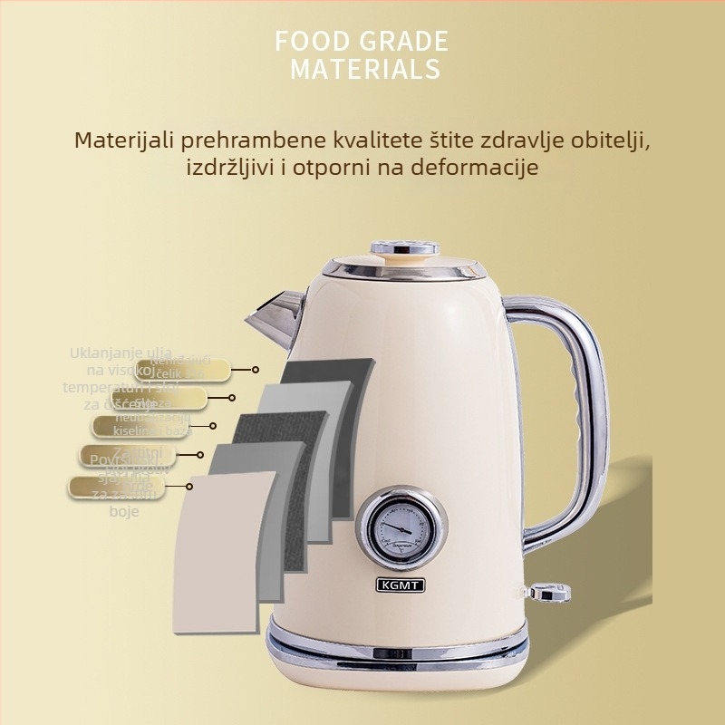 KGMT električno kuhalo za vodu za kućnu upotrebu, kapacitet 1,8 L, tih rad, automatsko isključivanje, britanski stil