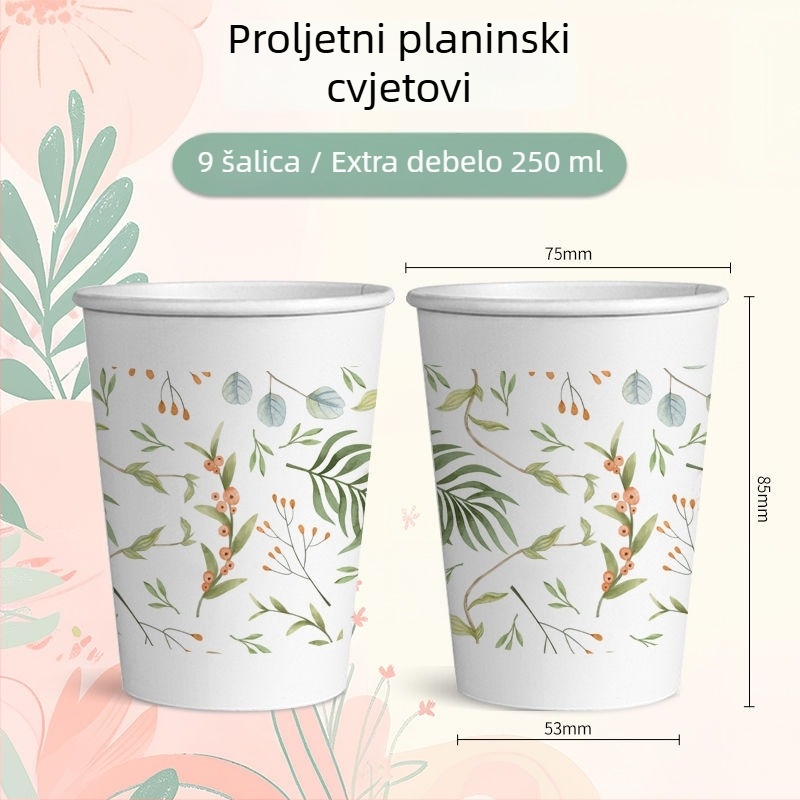 Svježe i umjetničke jednokratne čaše za kućnu upotrebu, papirnate čaše, cijeli paket ekstra debelih čaša za napitke, pogodne za vjenčanja, kvaliteta hrane, vodootporne