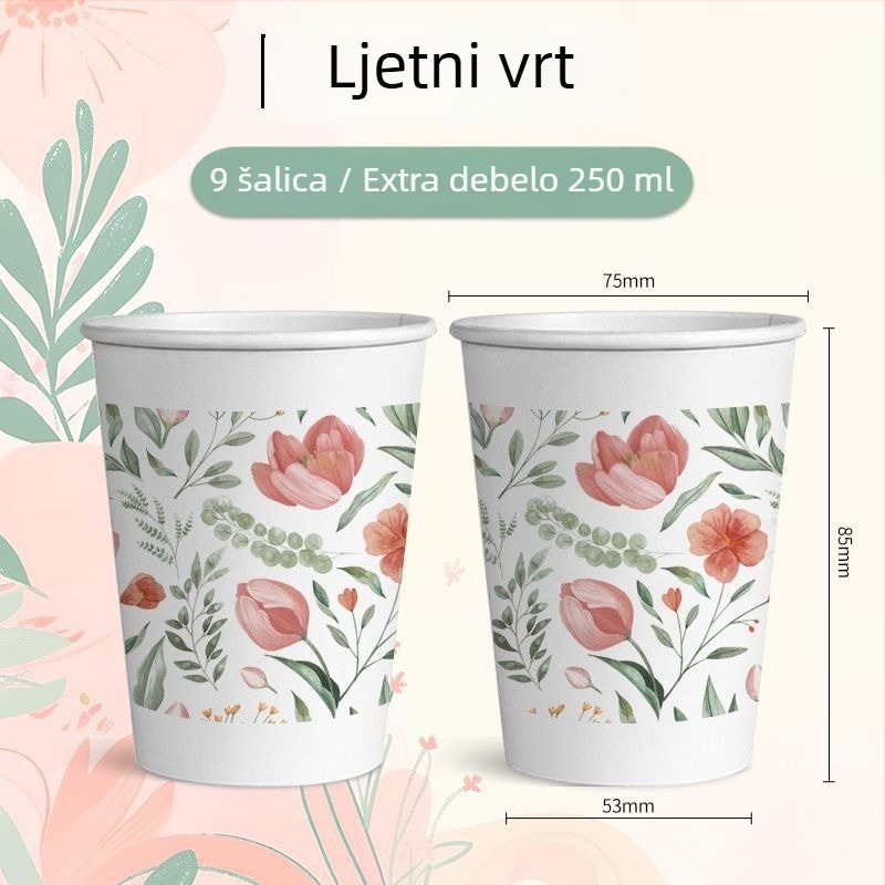Svježe i umjetničke jednokratne čaše za kućnu upotrebu, papirnate čaše, cijeli paket ekstra debelih čaša za napitke, pogodne za vjenčanja, kvaliteta hrane, vodootporne