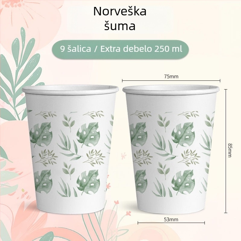 Svježe i umjetničke jednokratne čaše za kućnu upotrebu, papirnate čaše, cijeli paket ekstra debelih čaša za napitke, pogodne za vjenčanja, kvaliteta hrane, vodootporne