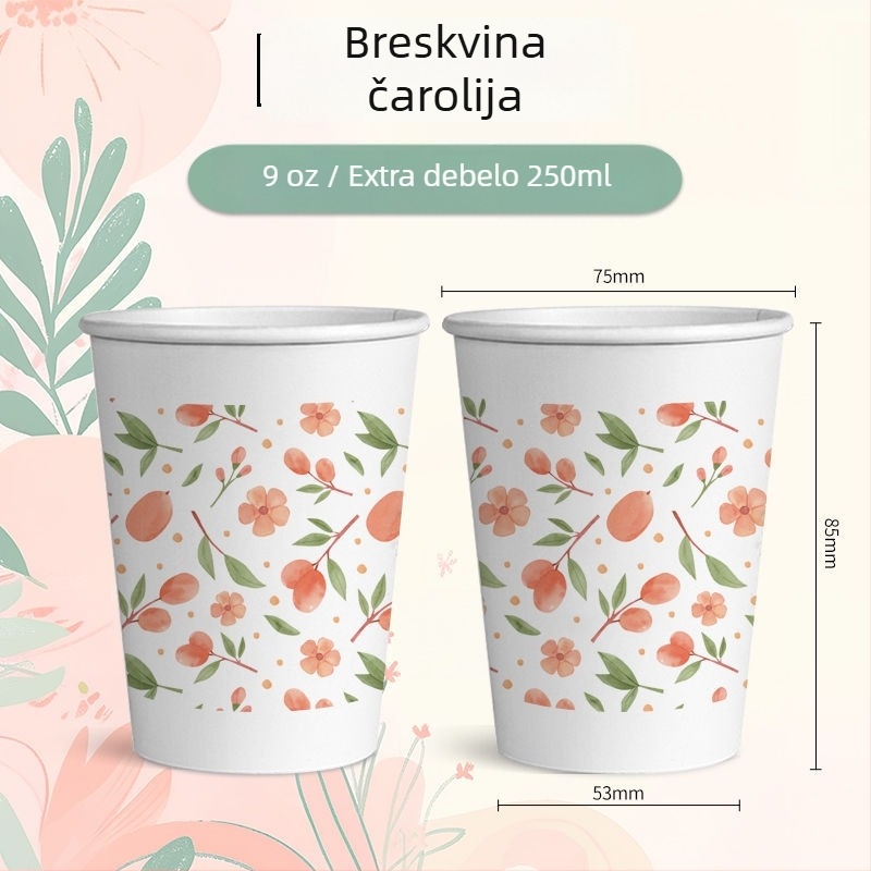 Svježe i umjetničke jednokratne čaše za kućnu upotrebu, papirnate čaše, cijeli paket ekstra debelih čaša za napitke, pogodne za vjenčanja, kvaliteta hrane, vodootporne