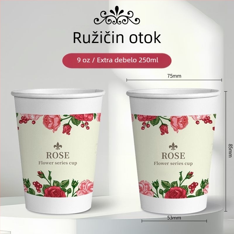 Svježe i umjetničke jednokratne čaše za kućnu upotrebu, papirnate čaše, cijeli paket ekstra debelih čaša za napitke, pogodne za vjenčanja, kvaliteta hrane, vodootporne