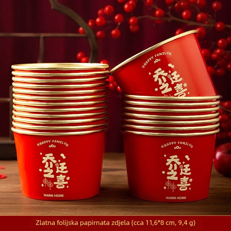 Jednokratne papirnate šalice za čaj za ceremoniju useljenja, 201-300 ml, dekoracija tanjure s voćem
