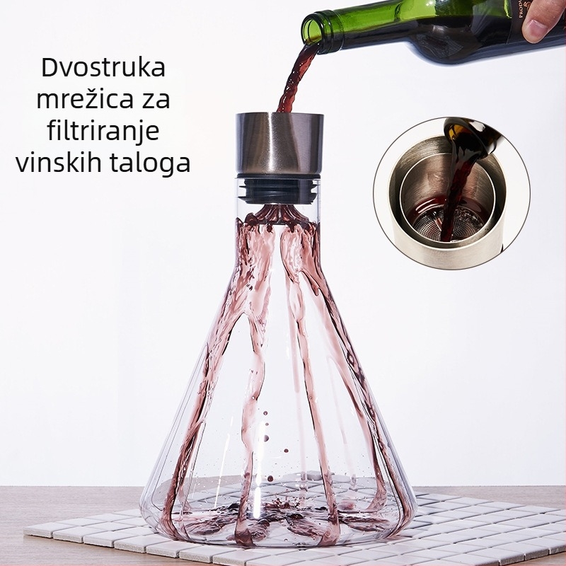 Karaf za vino od kristalnog stakla s filtrom, protok vodopada, kapacitet preko 1000 ml