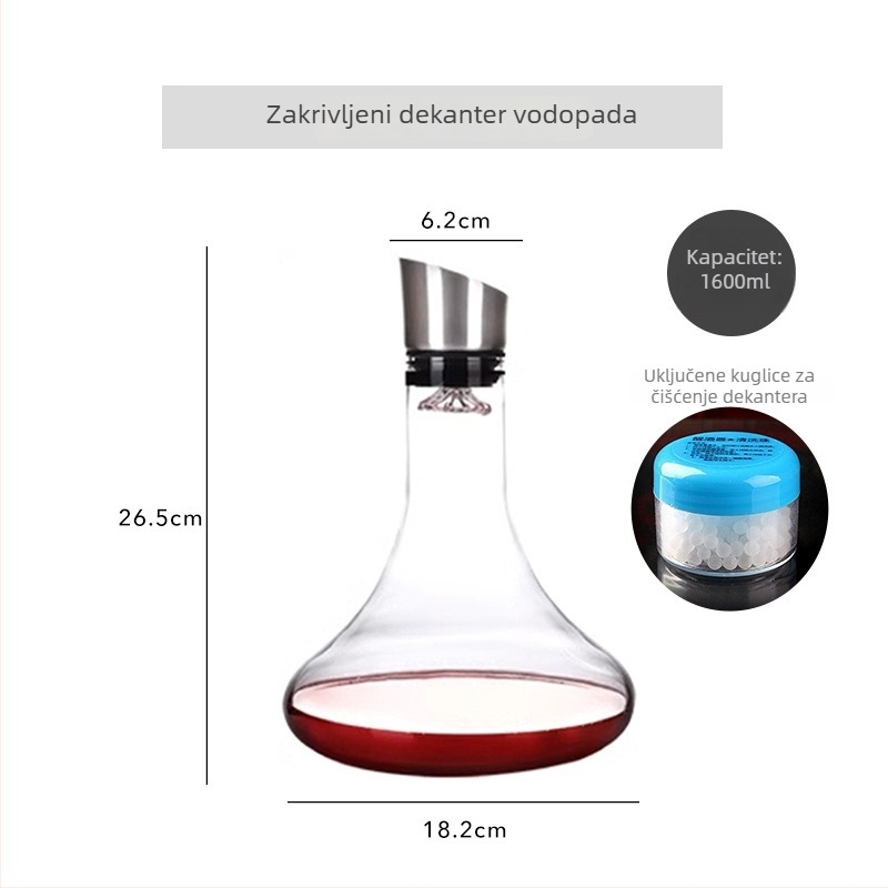 Karaf za vino od kristalnog stakla s filtrom, protok vodopada, kapacitet preko 1000 ml